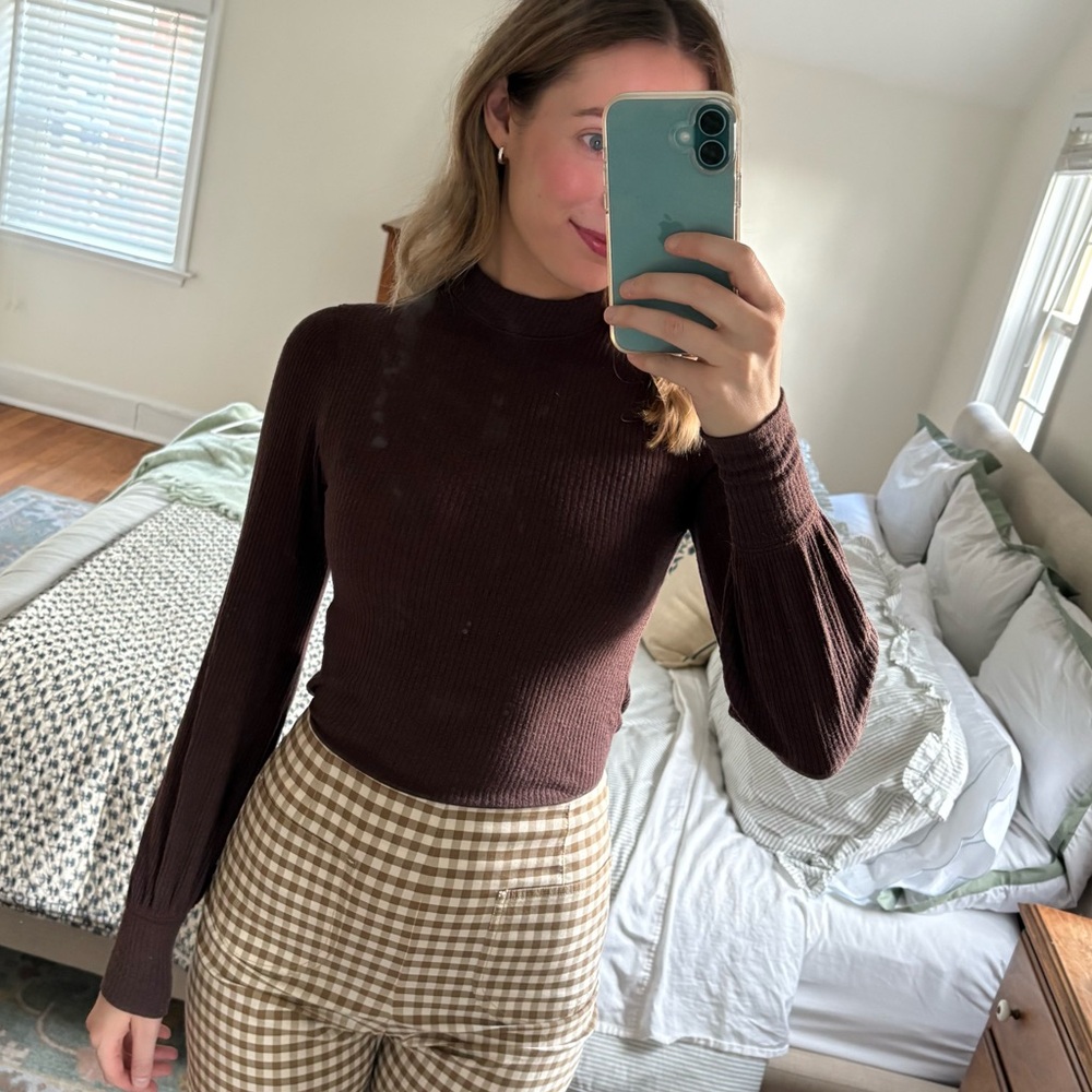 Abercrombie Mock Neck Brown Sweater